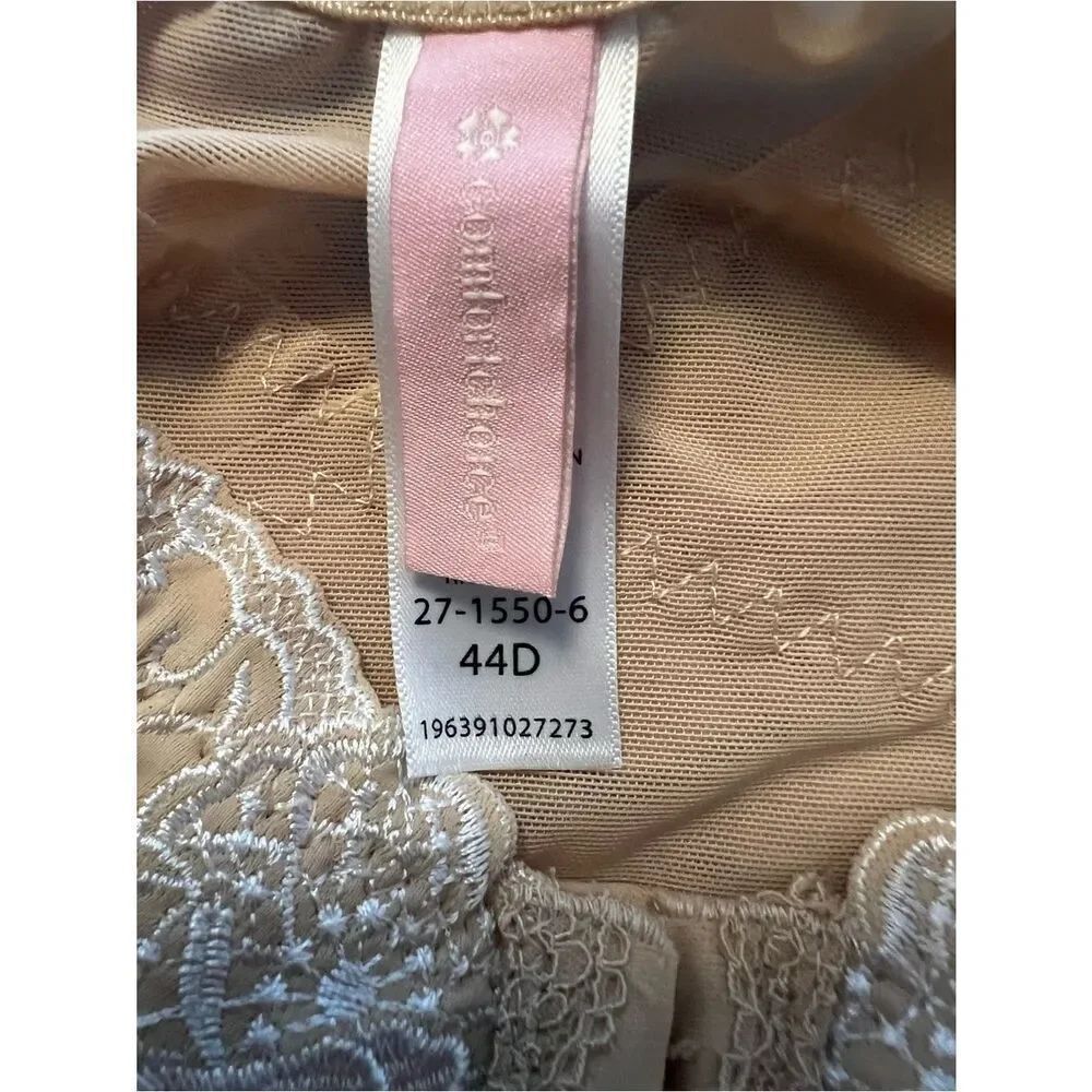 Front-Closure Beige Embroidered Support Bra - Picture 2 of 3
